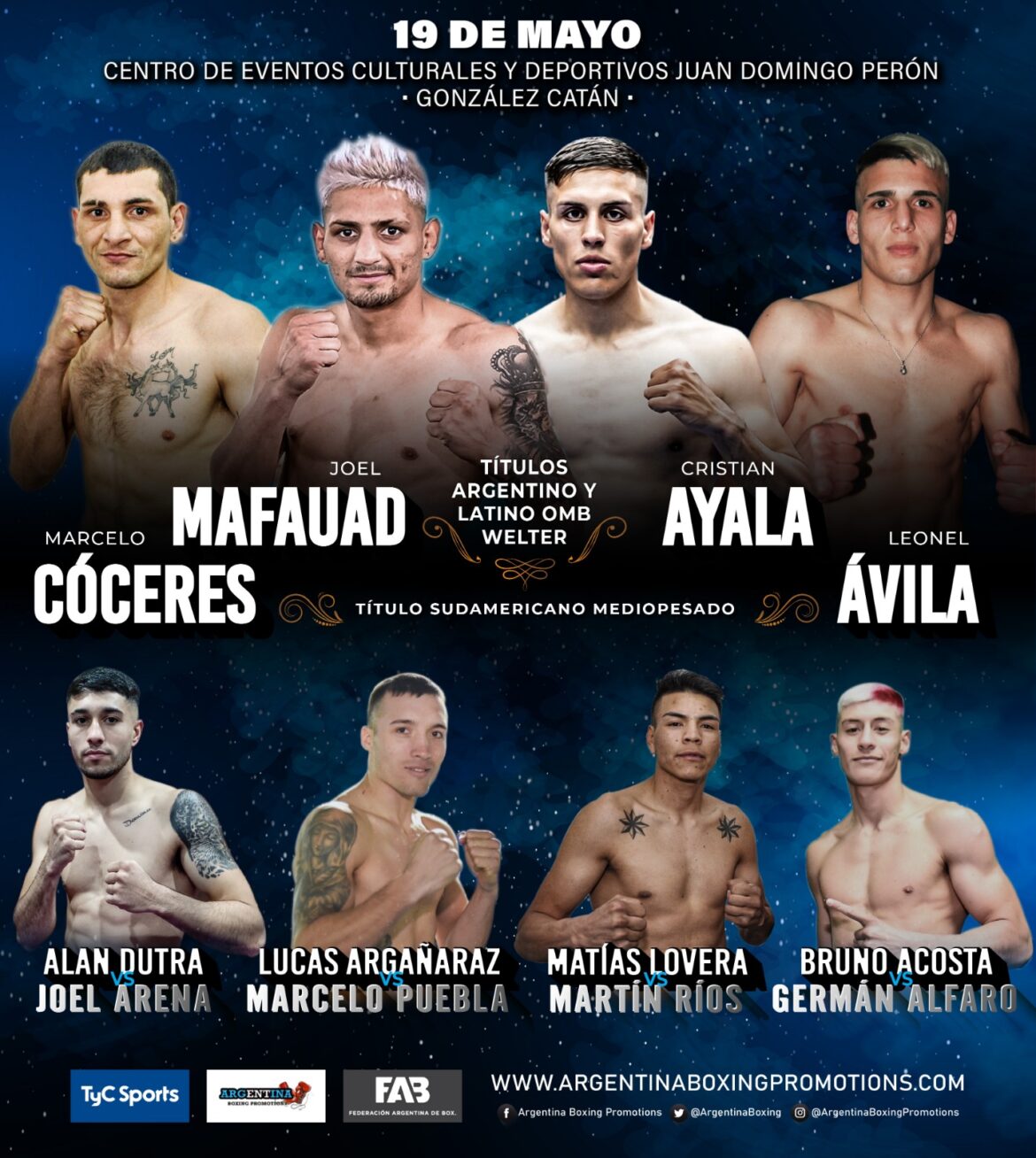 «Boxeo de calidad» Mafauad-Ayala, Cóceres-Ávila, tres títulos y más el viernes
